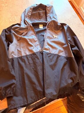 PINK Victoria's Secret Two-Tone Black and Gray Hooded Windbreaker